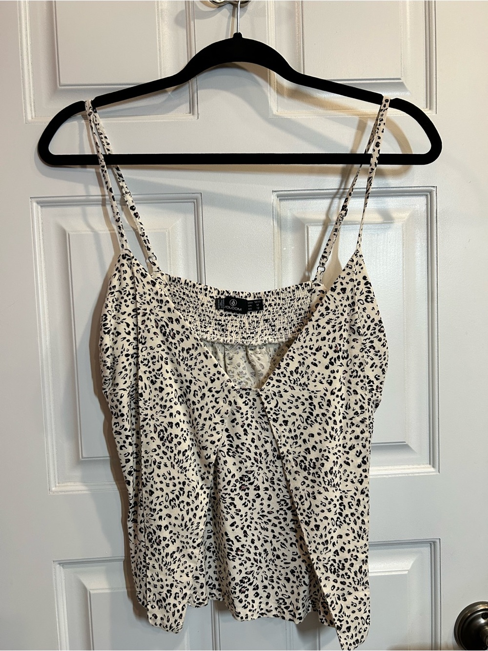 Volcom Cream and Black Leopard Print Cami Top